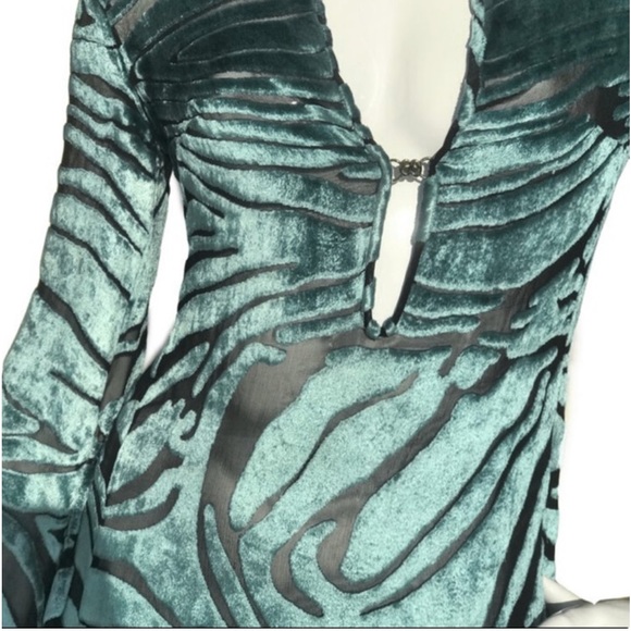 GUCCI Tom Ford HAUTE COUTURE SILK Dress Vintage SS96 Teal Zebra Runway SIZE 6 - Picture 5 of 12